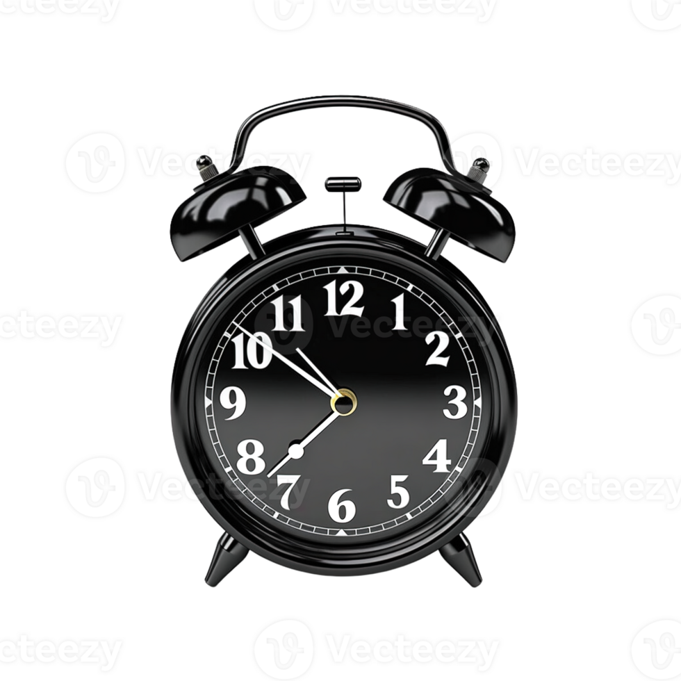Black alarm clock on a transparent background. 25224916 PNG
