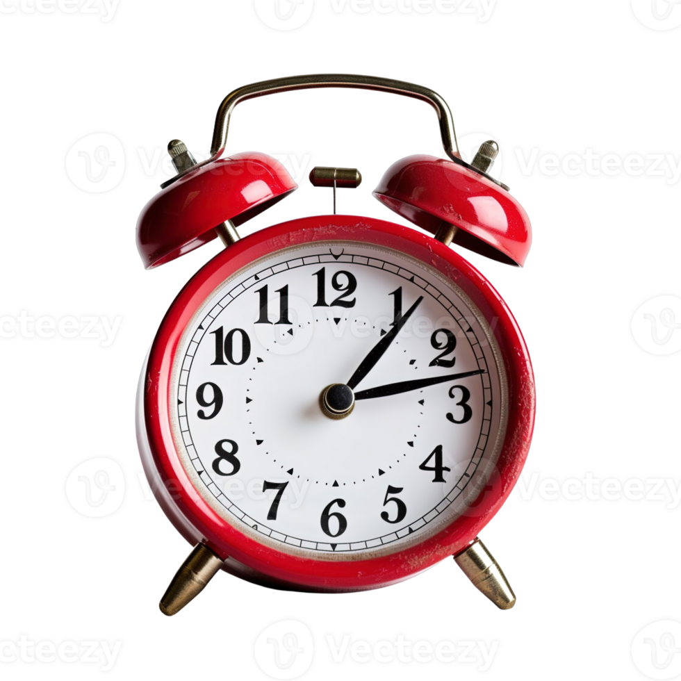 Red alarm clock on a transparent background. png
