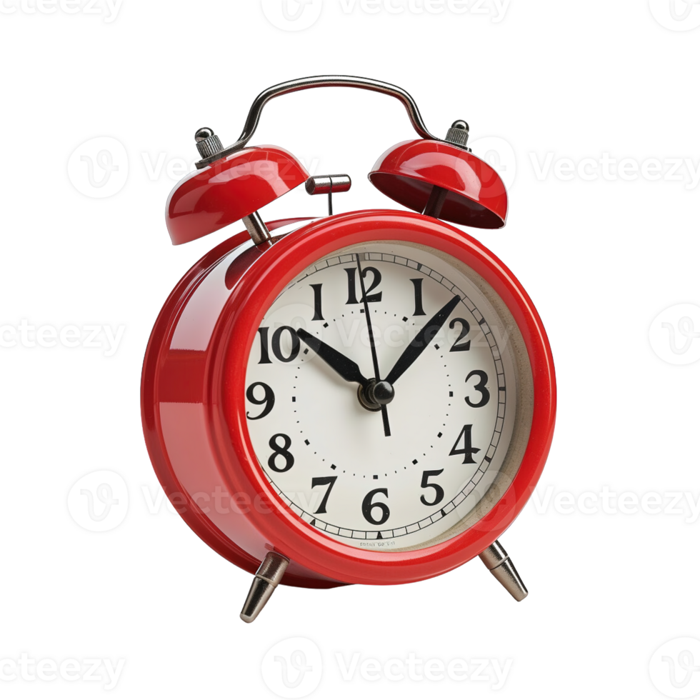 Red alarm clock on a transparent background. png