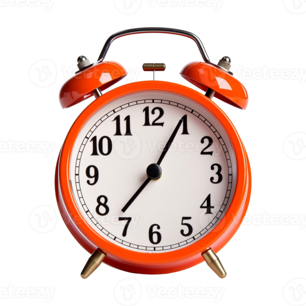 naranja alarma reloj en un transparente antecedentes. ai generado png