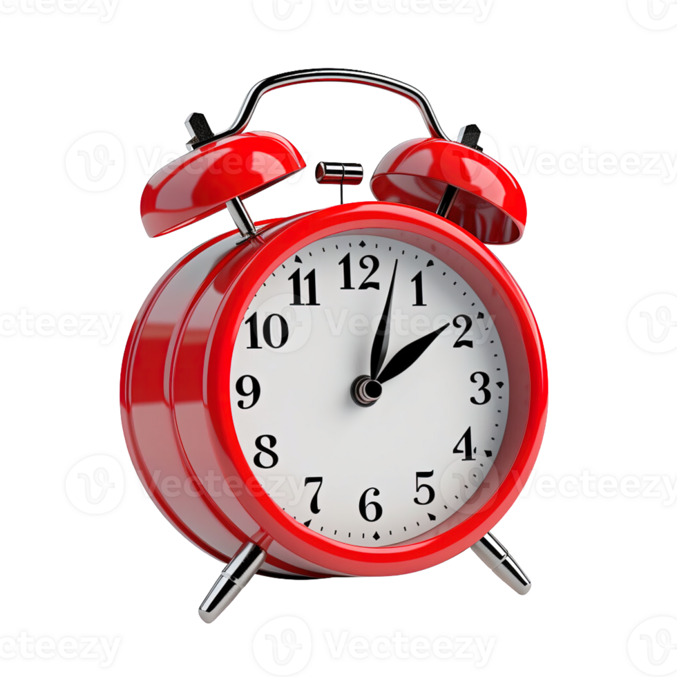 Red alarm clock on a transparent background. png