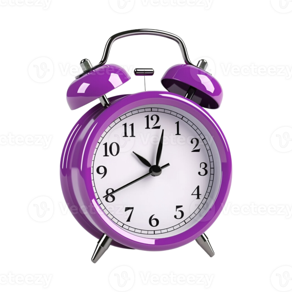 Purple alarm clock on a transparent background. png