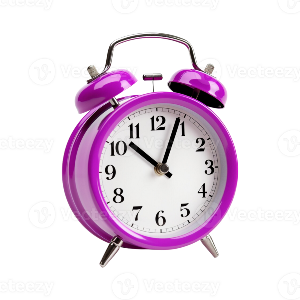 Purple alarm clock on a transparent background. ai generated png