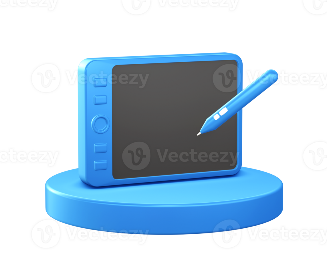 3d illustration icon of Drawing tablet with circular or round podium png
