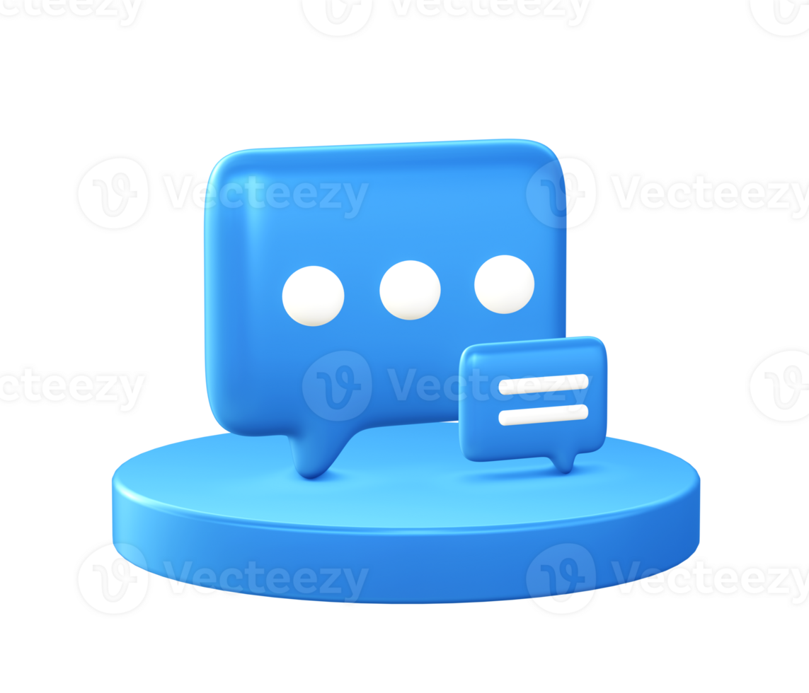 3d illustration icon of online chatting message with circular or round podium png