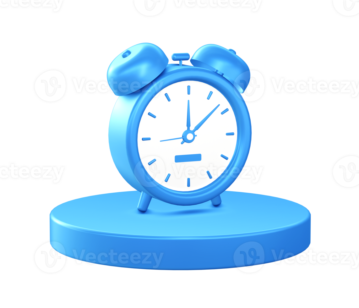 3d ilustración icono de alarma reloj con circular o redondo podio png