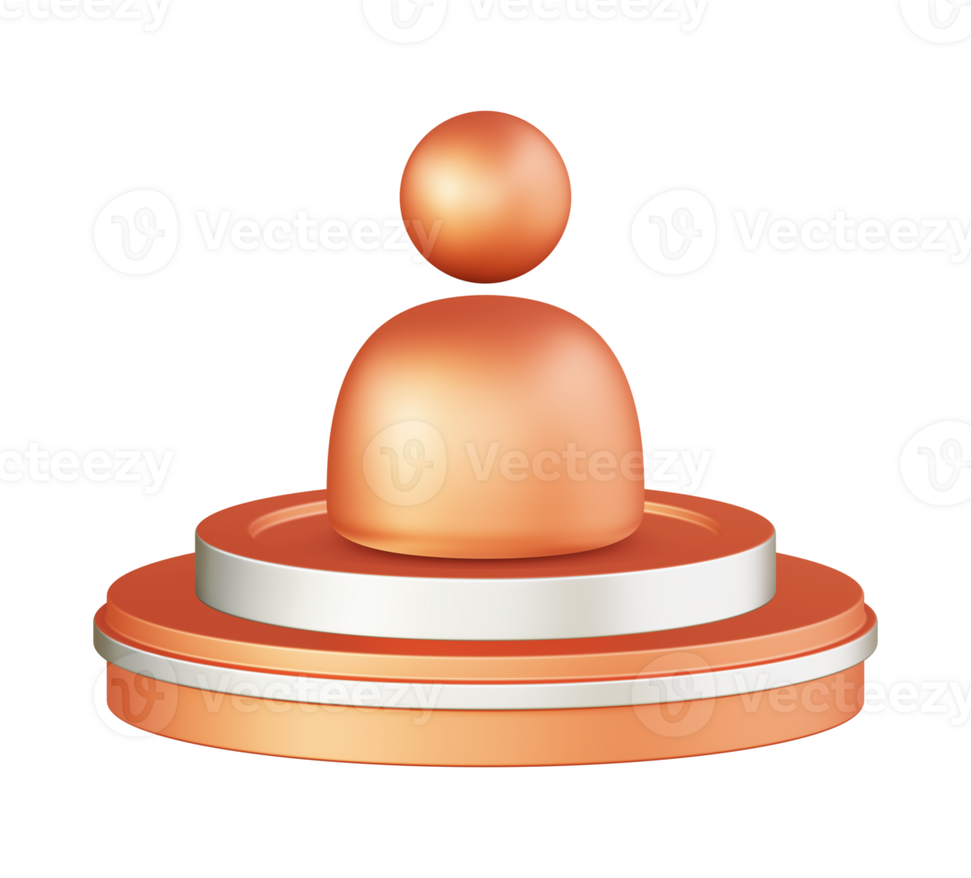 3d illustration icon design of metallic orange business personal profile with circular or round podium png