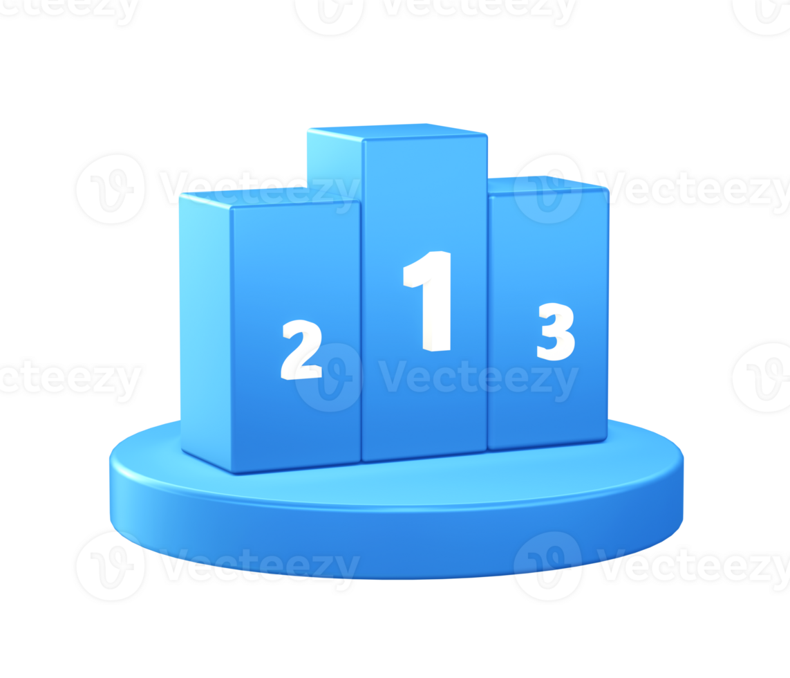 3d illustration icon of Winner ranking with circular or round podium png