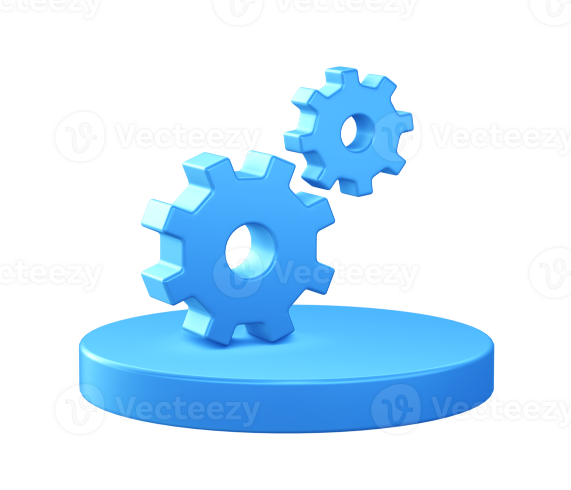 3d illustration icon of Setting gear configuration with circular or round podium png
