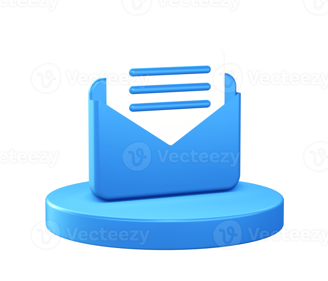 3d illustration icon of Mail inbox with circular or round podium png