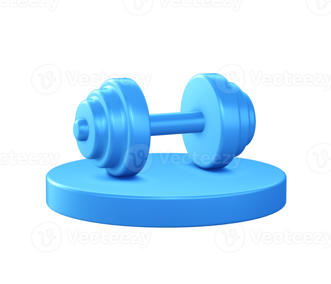 3d illustration icon of Dumbbell fitness with circular or round podium png