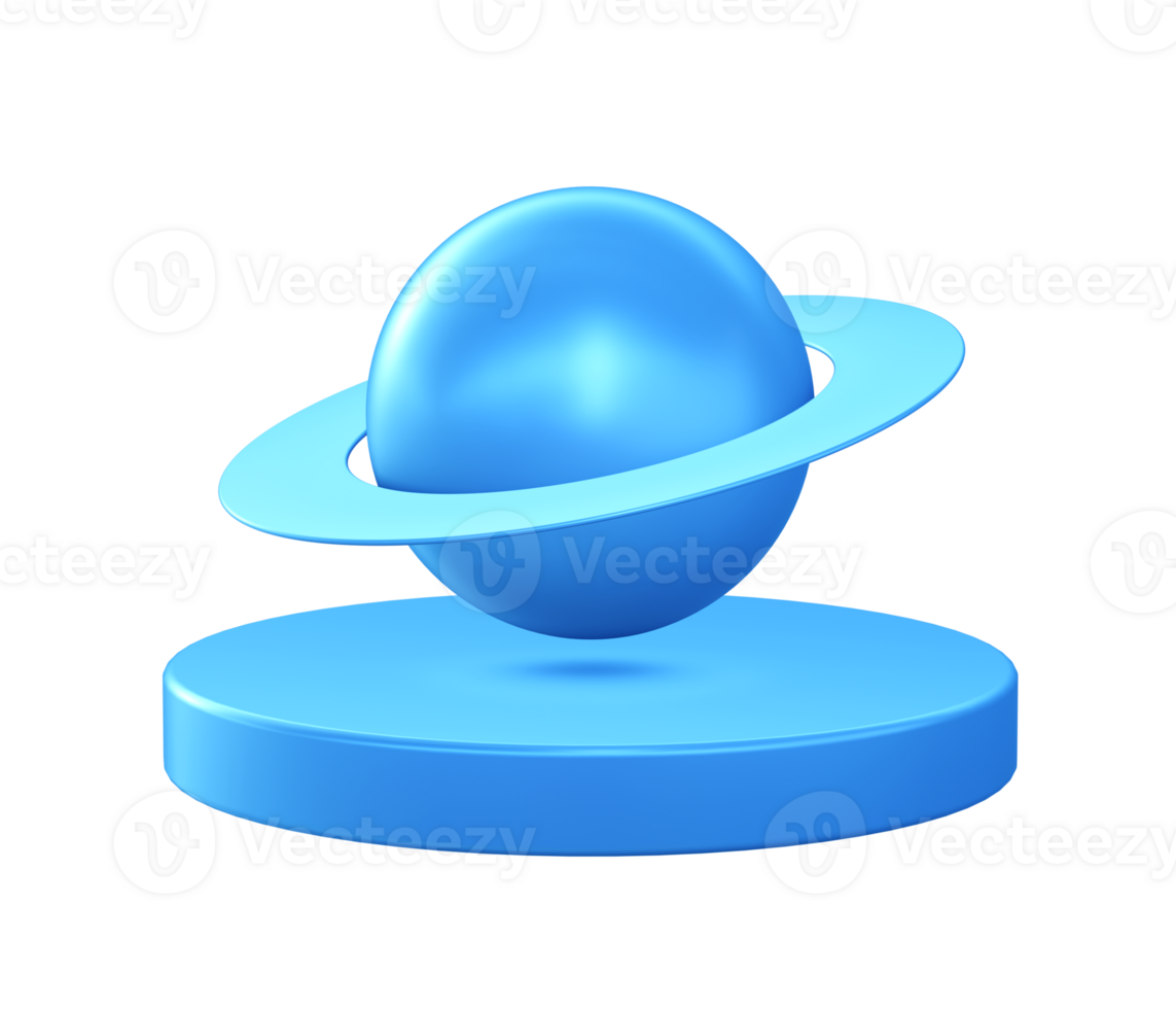 3d illustration icon of Planet and galaxy with circular or round podium png