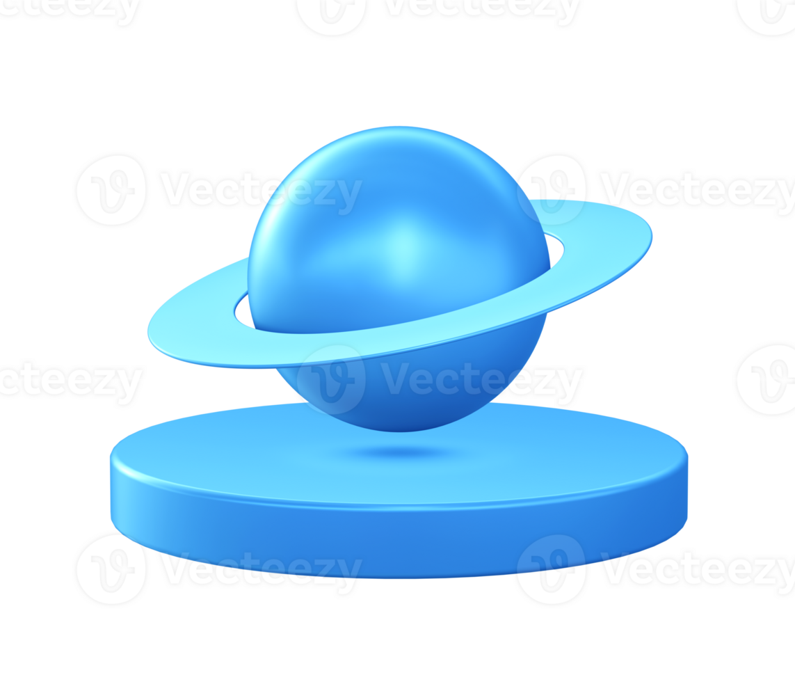 3d ilustración icono de planeta y galaxia con circular o redondo podio png