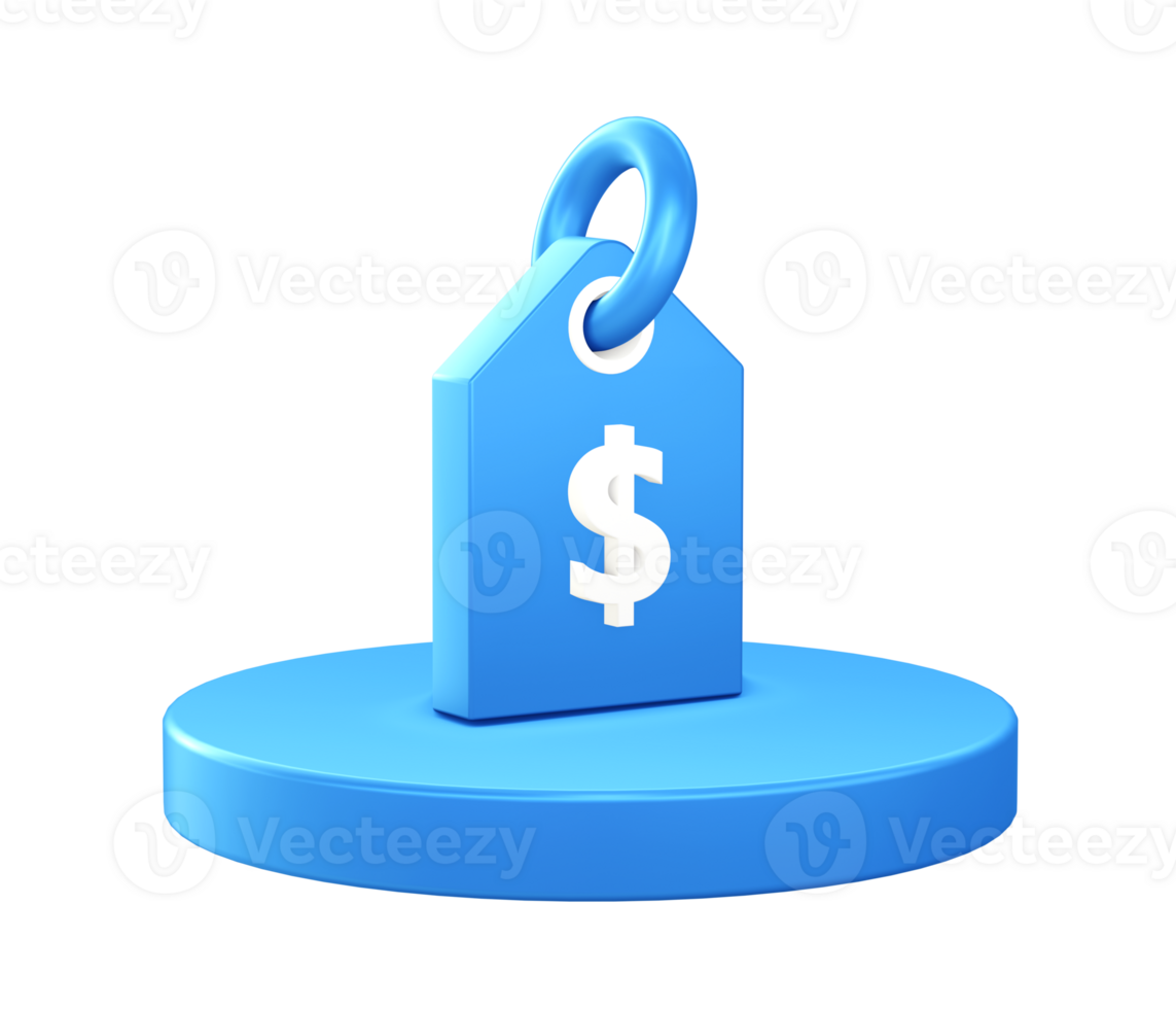 3d illustration icon of Price tag with circular or round podium png