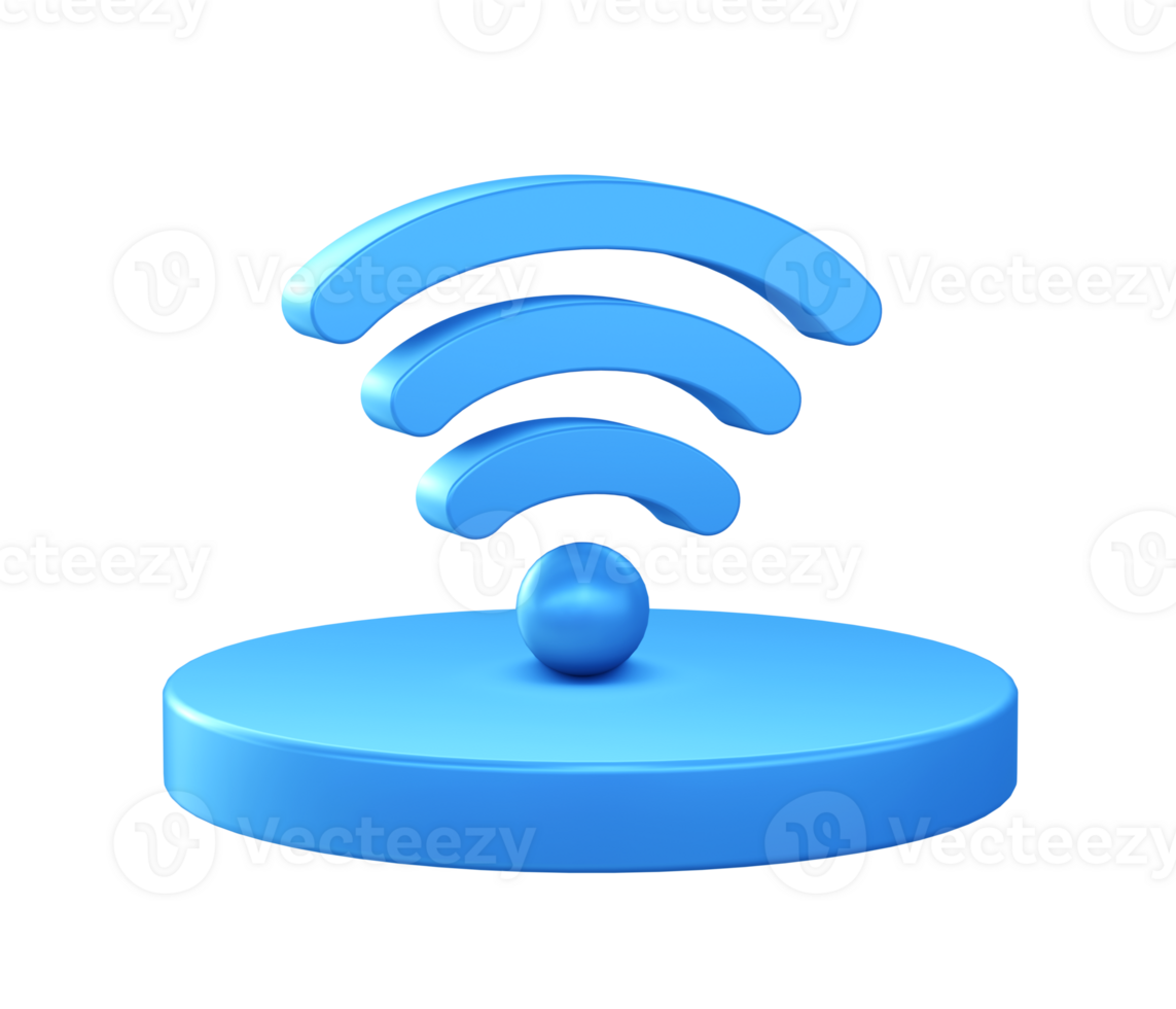 3d ilustração ícone do Wi-fi Internet rede ponto de acesso com circular ou volta pódio png