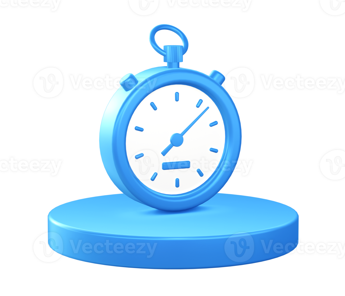 3d illustration icon of Stopwatch time with circular or round podium png