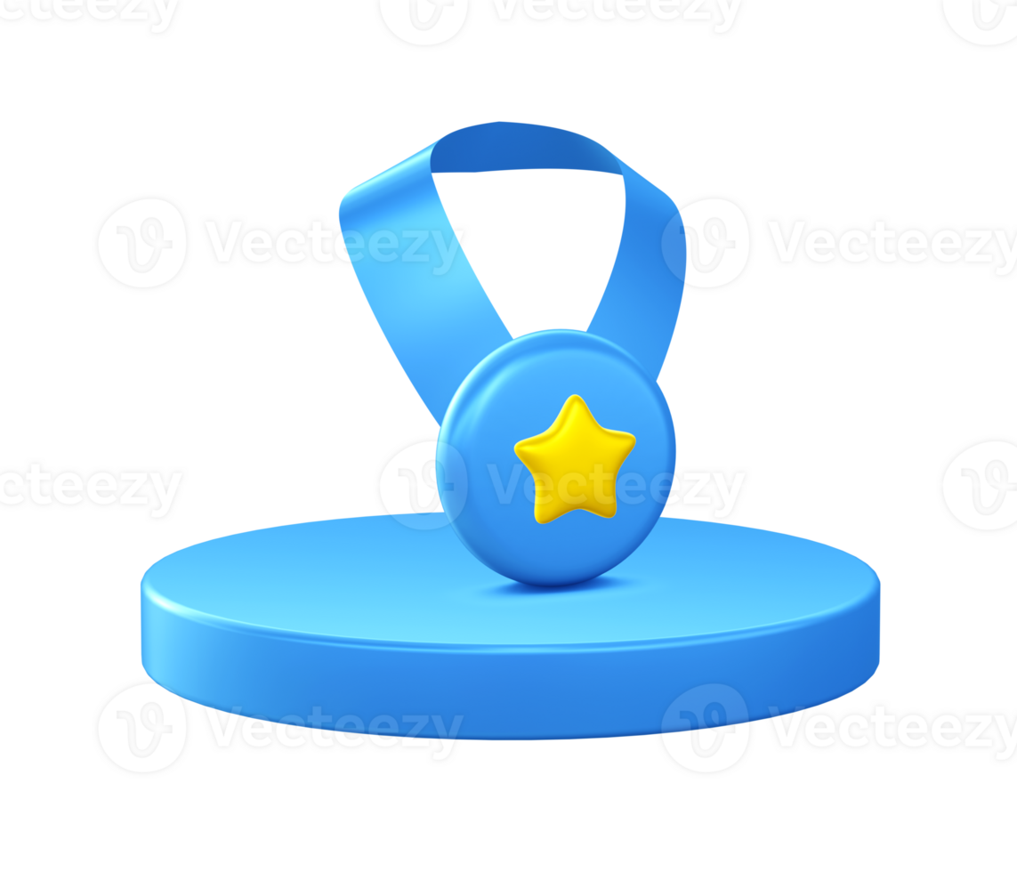 3d illustration icon of Champion Medal with circular or round podium png