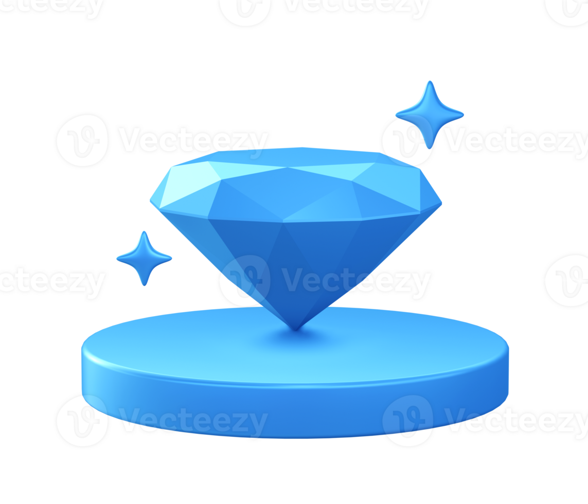 3d illustration icon of Diamond with circular or round podium png