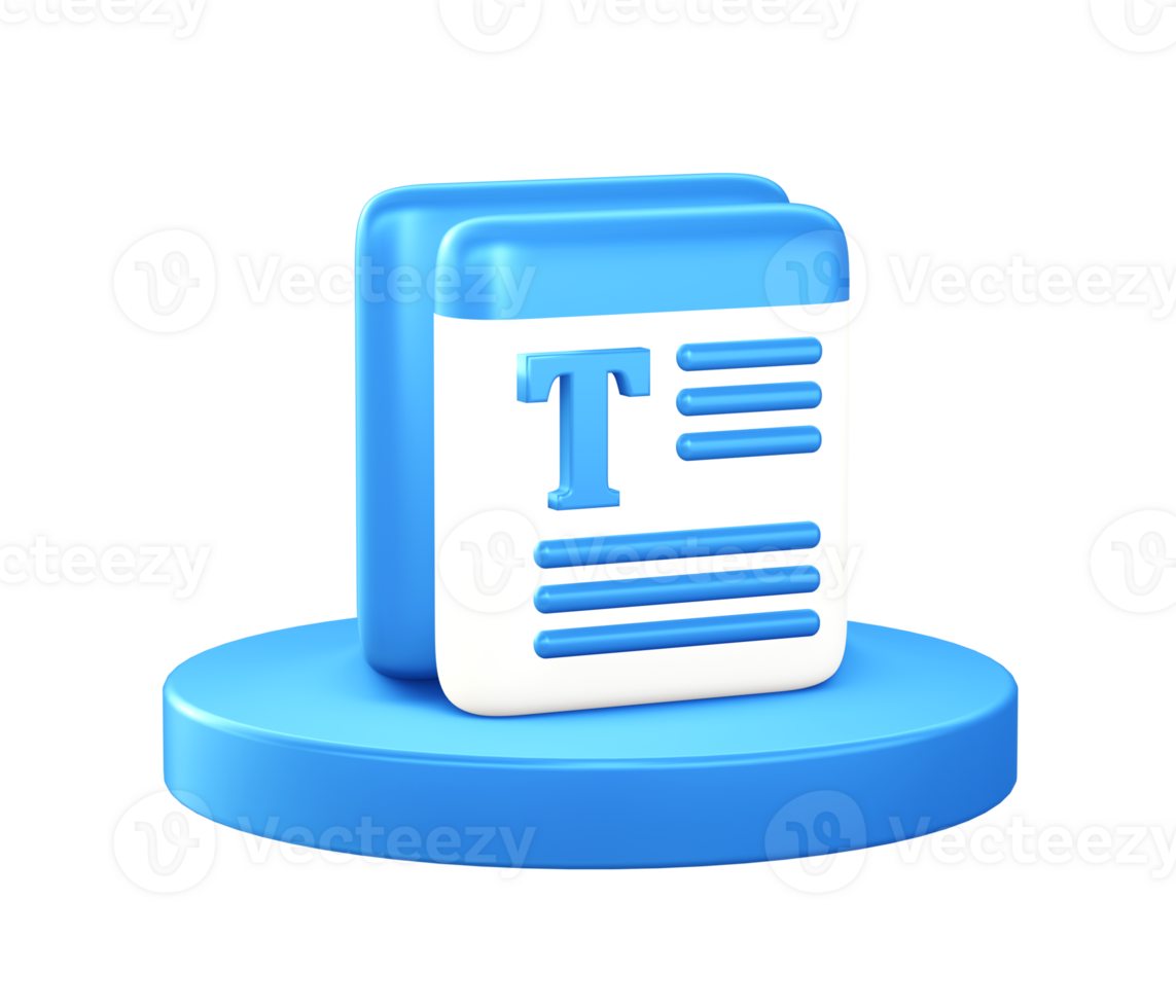 3d illustration icon of News Document with circular or round podium png