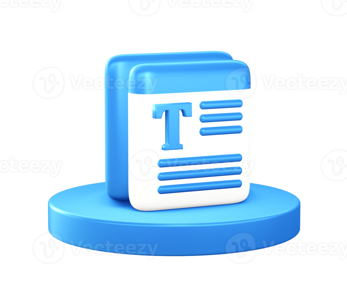 3d ilustração ícone do notícia documento com circular ou volta pódio png