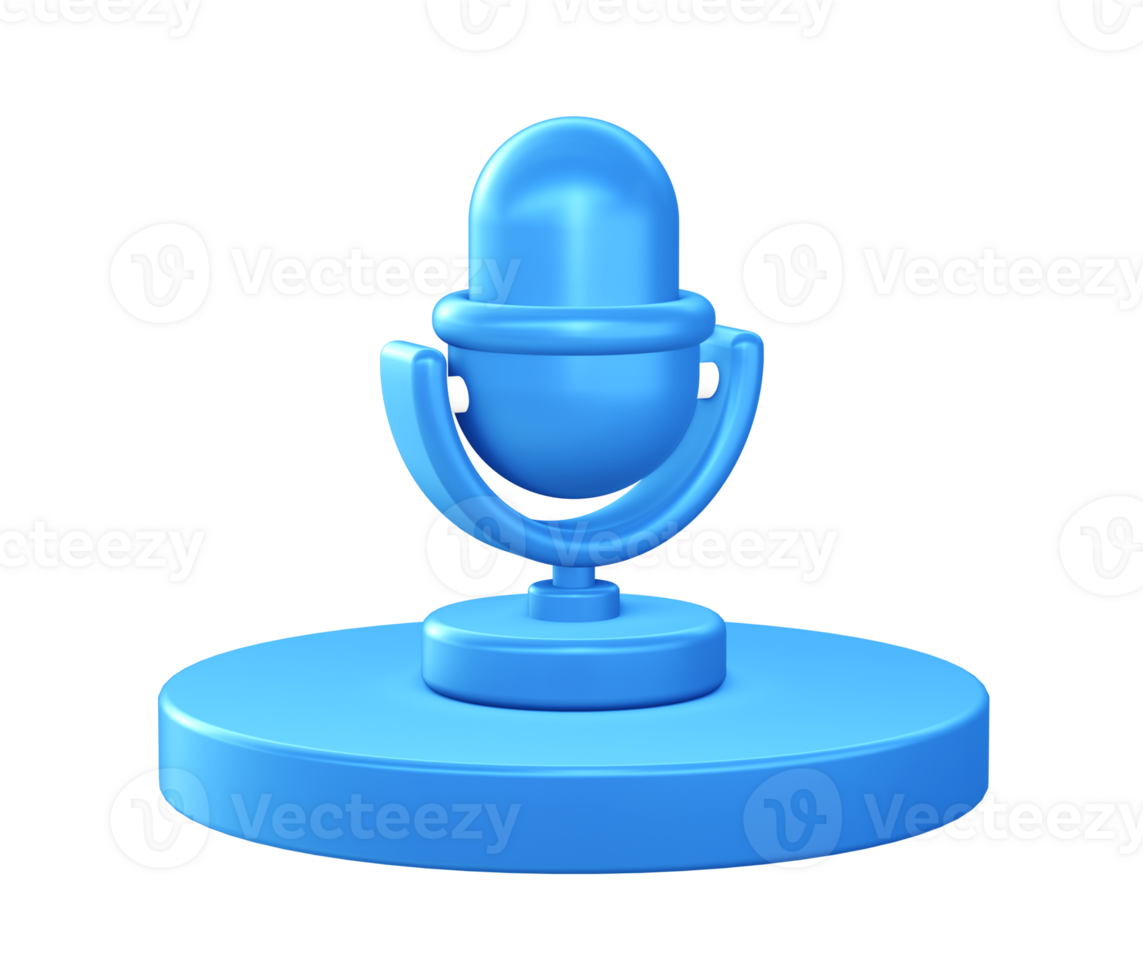 3d illustration icon of Microphone recorder with circular or round podium png