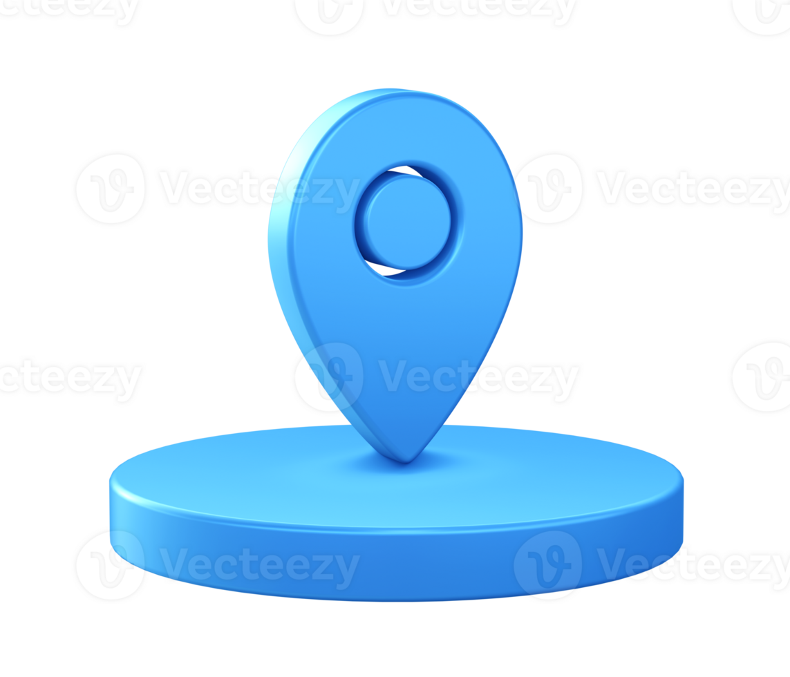 3d illustration icon of Map Pointer with circular or round podium png