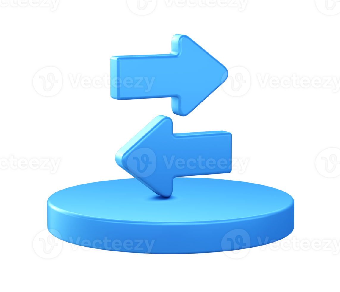 3d illustration ikon av relation pil med cirkulär eller runda podium png