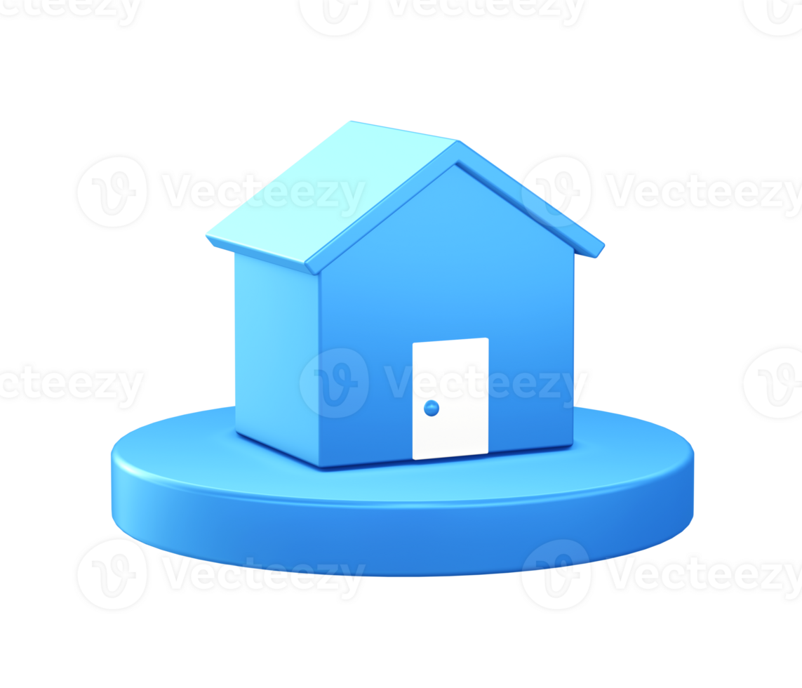 3d illustration icon of Home with circular or round podium png
