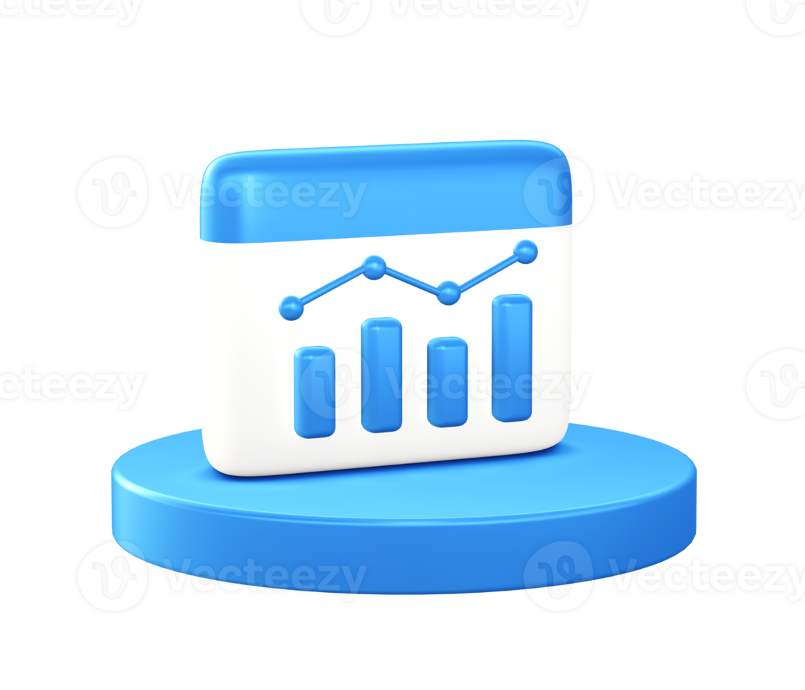 3d illustration icon of Growth Chart with circular or round podium png