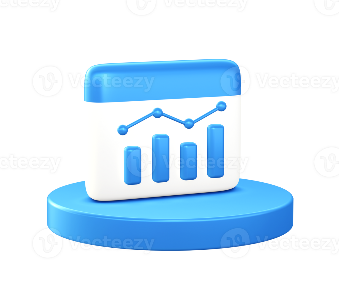 3d ilustração ícone do crescimento gráfico com circular ou volta pódio png
