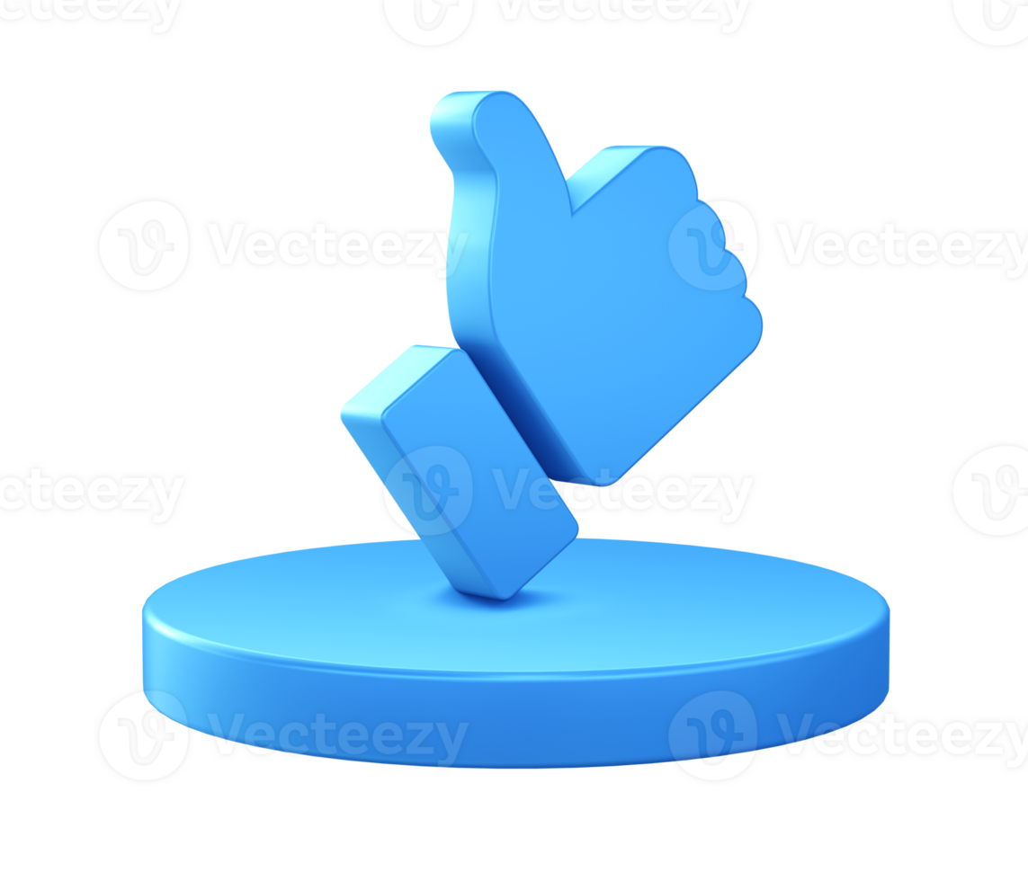 3d illustration icon of Like button with circular or round podium png
