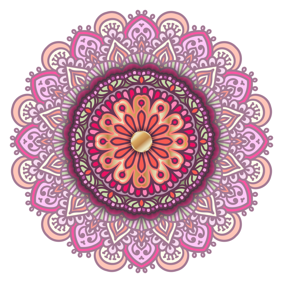 vistoso ornamental redondo mandala con oro png