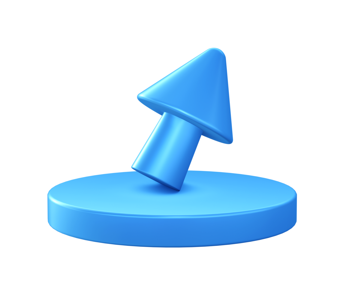 3d illustration icon of Pointer cursor with circular or round podium png