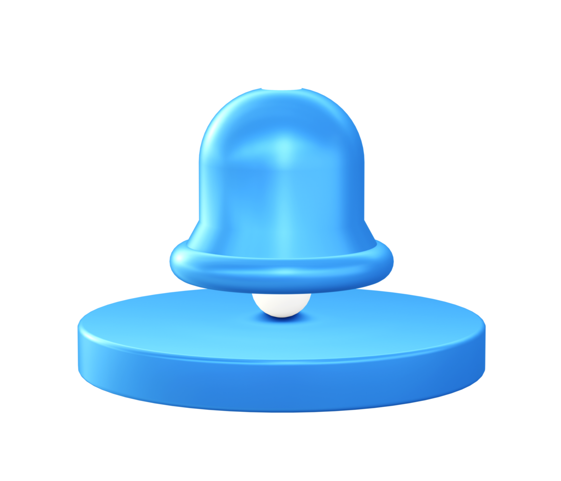 3d illustration icon of bell notification with circular or round podium png