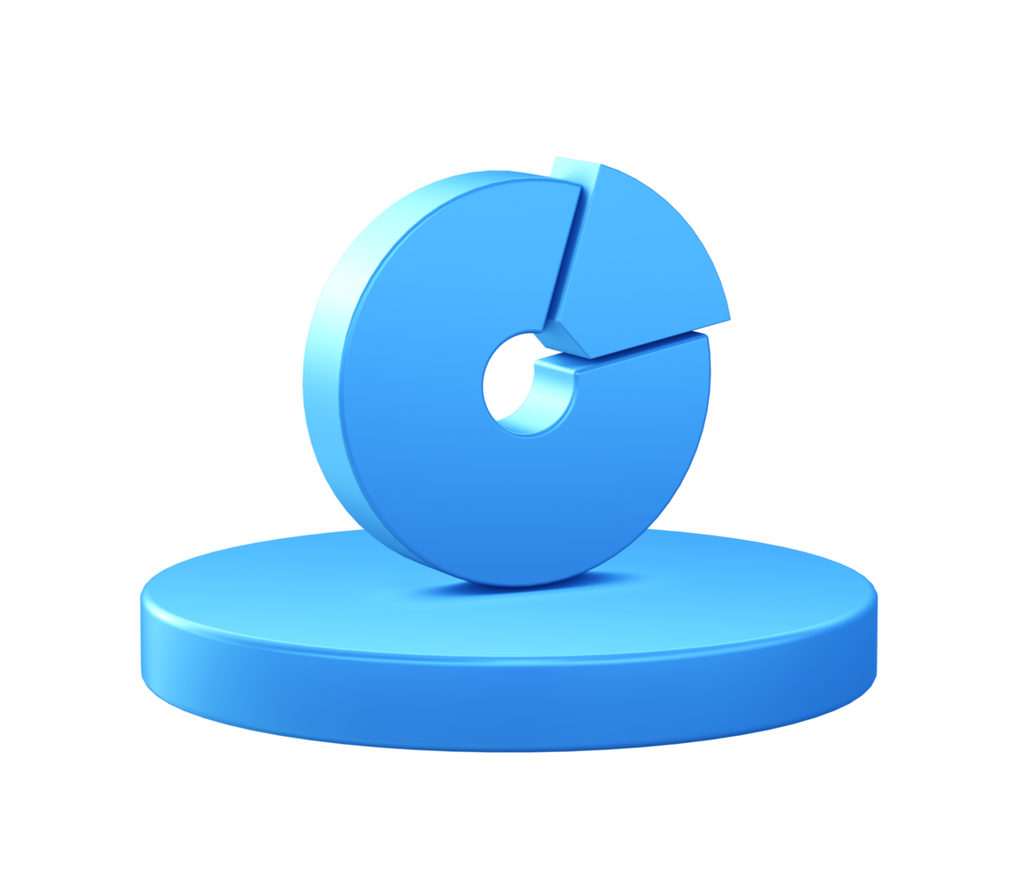 3d illustration icon of Pie Chart with circular or round podium png