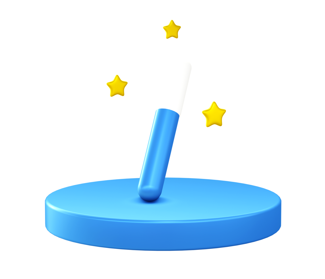 3d illustration icon of Magic stick with circular or round podium png