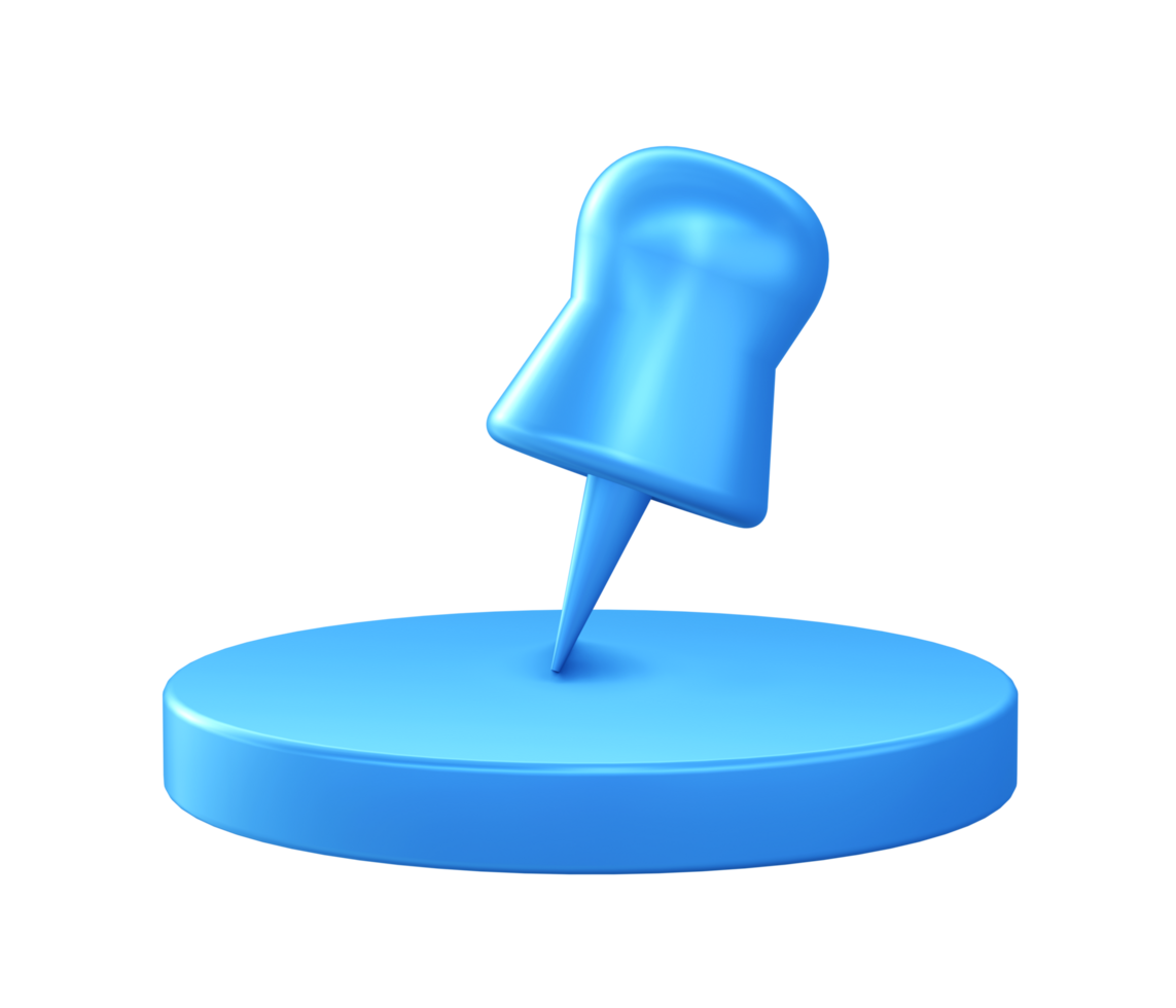 3d illustration icon of push Pin with circular or round podium png
