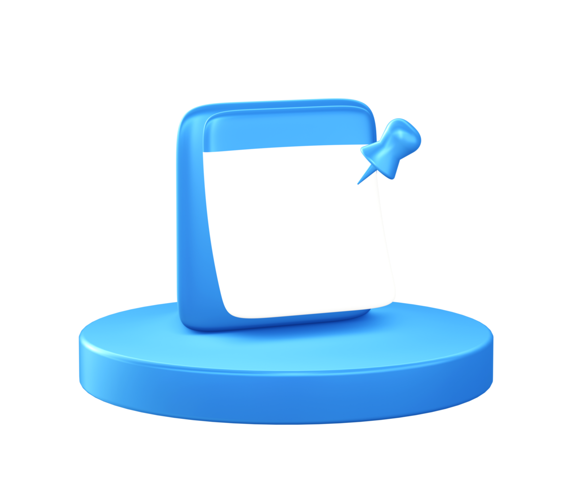 3d illustration icon of Reminder note Paper with circular or round podium png