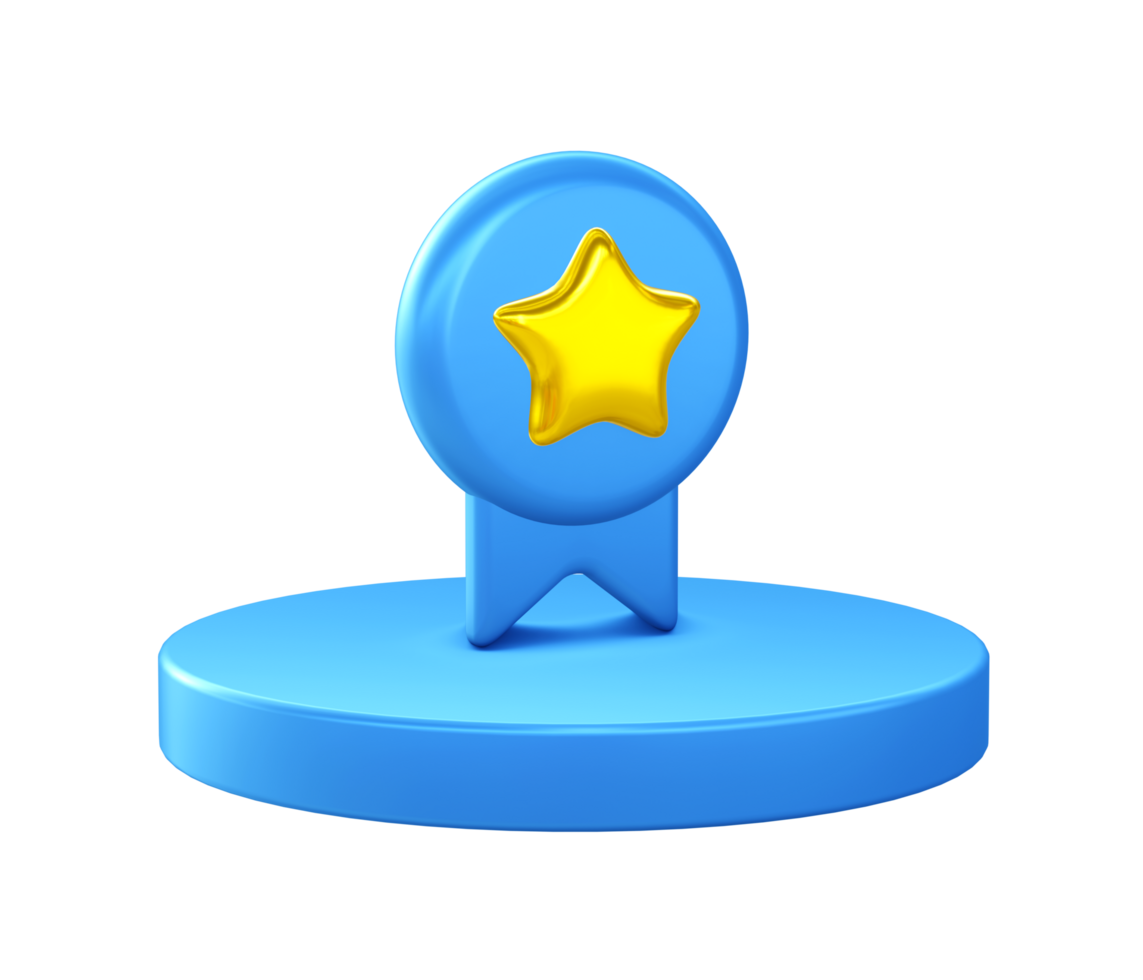 3d illustration icon of Award medal with circular or round podium png