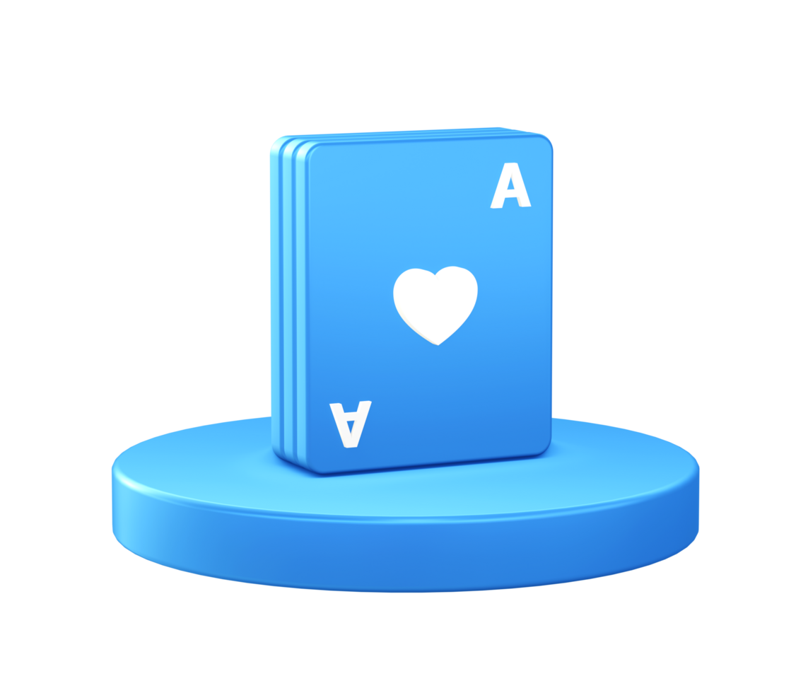 3d illustration icon of Poker card game with circular or round podium png