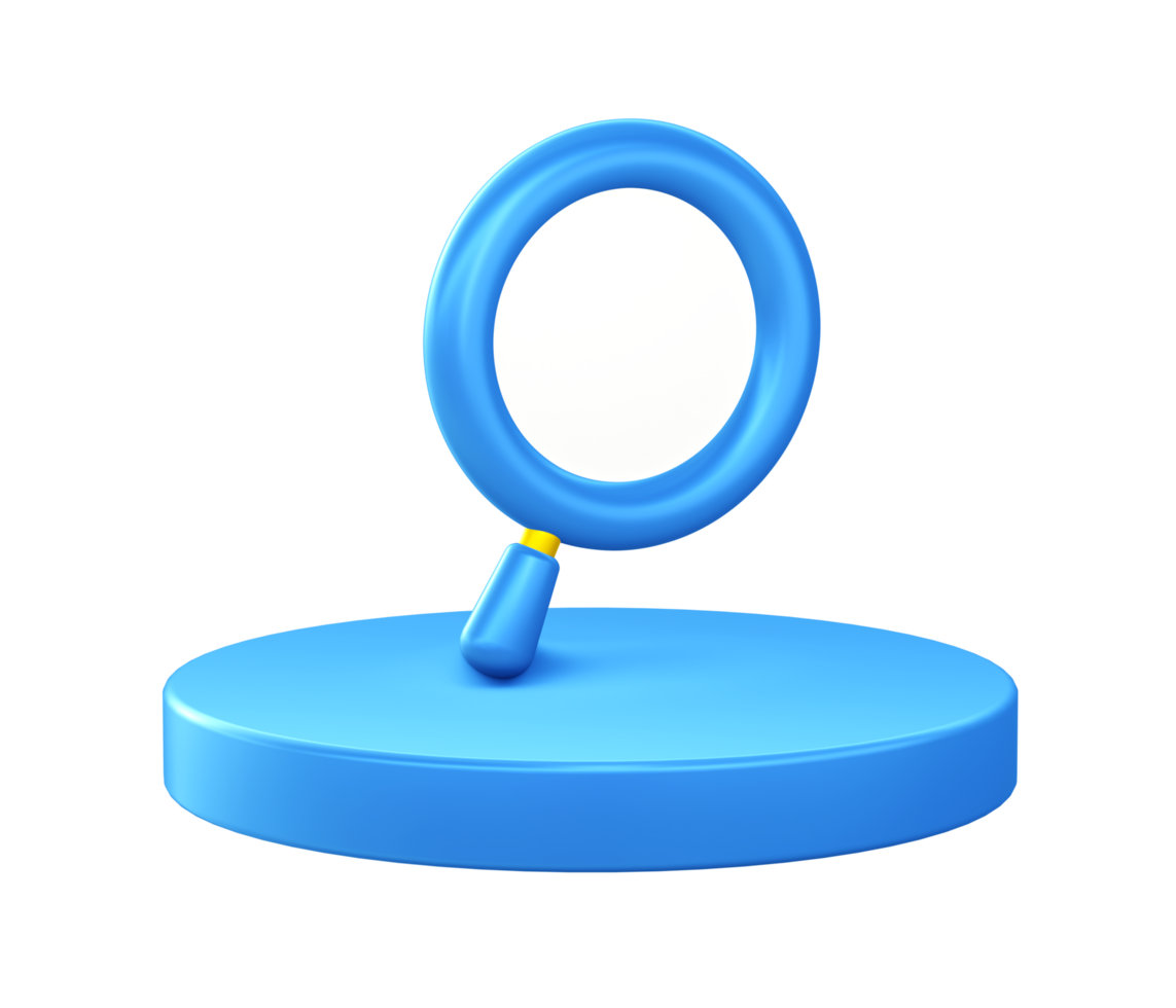 3d ilustración icono de buscar icono aumentador vaso con circular o redondo podio png