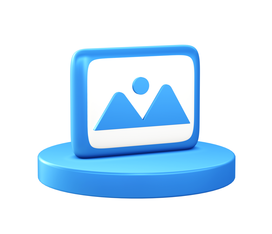 3d illustration icon of Picture image with circular or round podium png