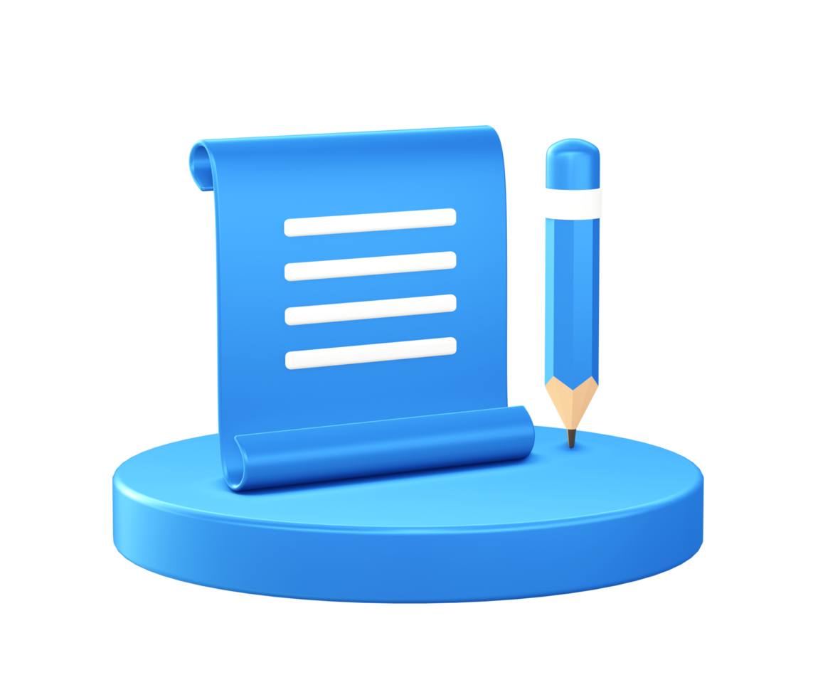 3d illustration icon of paper notes reminder with circular or round podium png