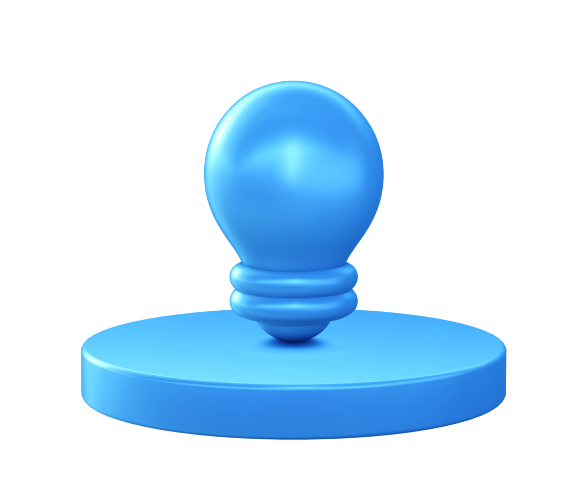 3d illustration icon of Light Bulb with circular or round podium png