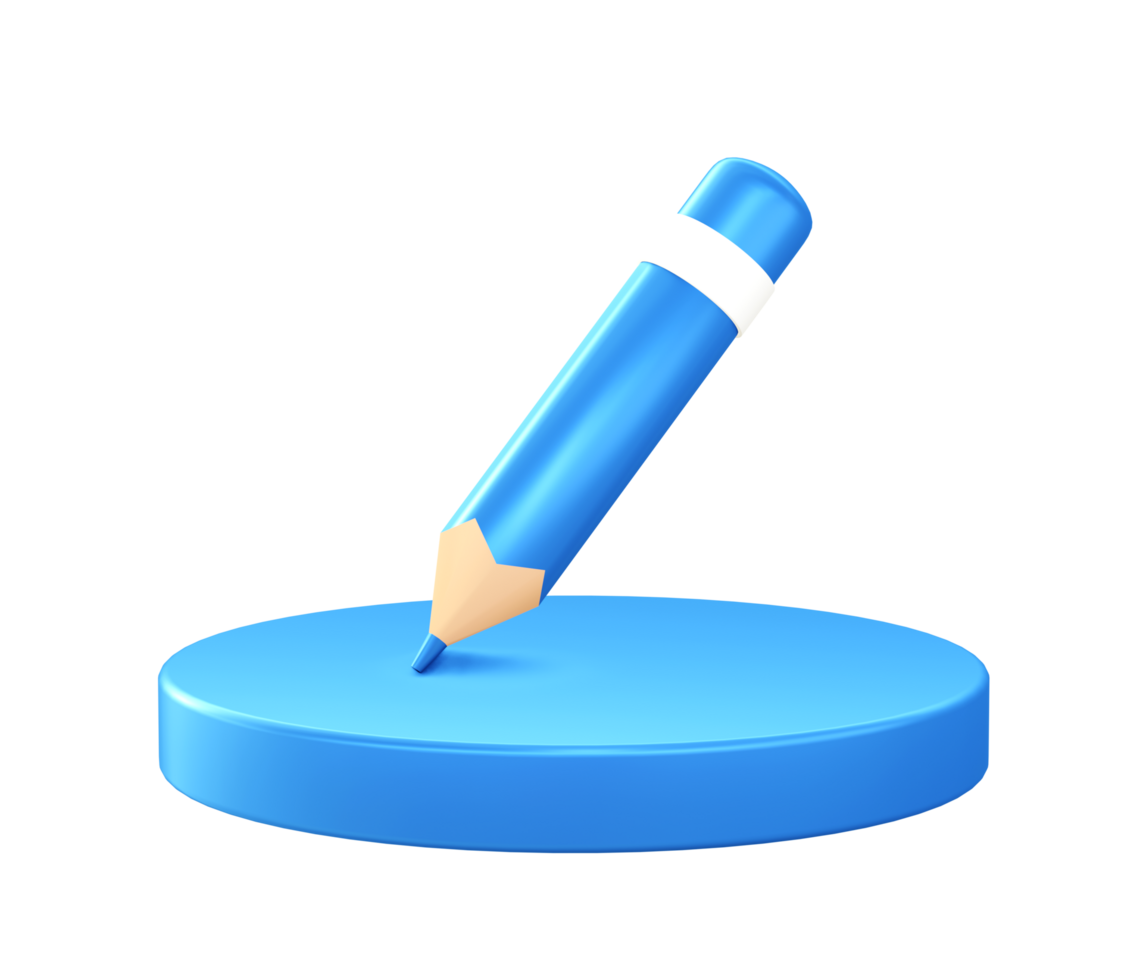 3d illustration icon of creative pencil with circular or round podium png