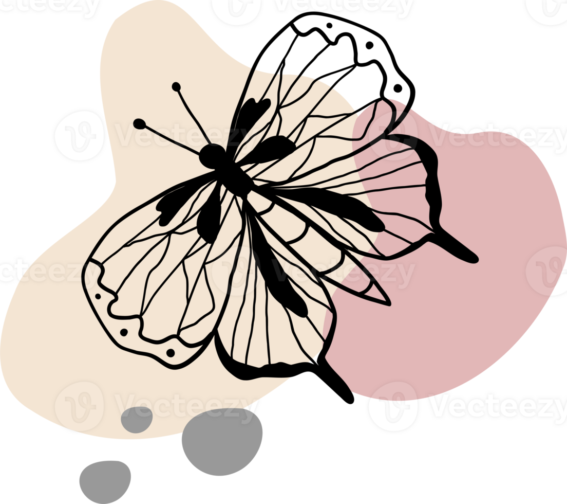 a beautiful esthetic butterfly lineart drawing png