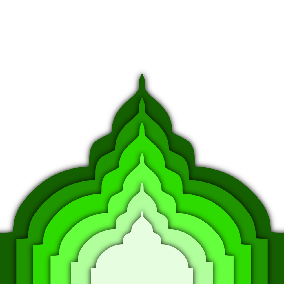 Islamic arch ornament with paper cut style png