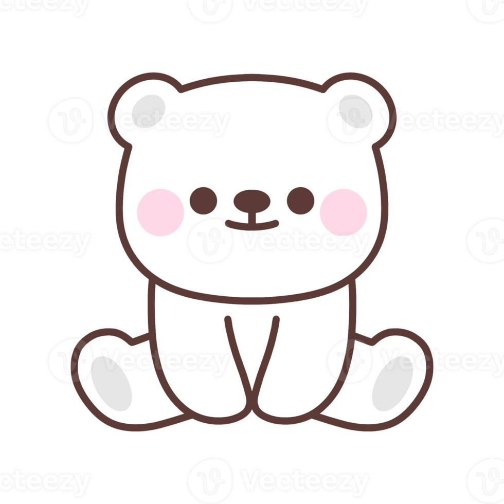 carino polare orso animale.seduto cartone animato personaggio design. png