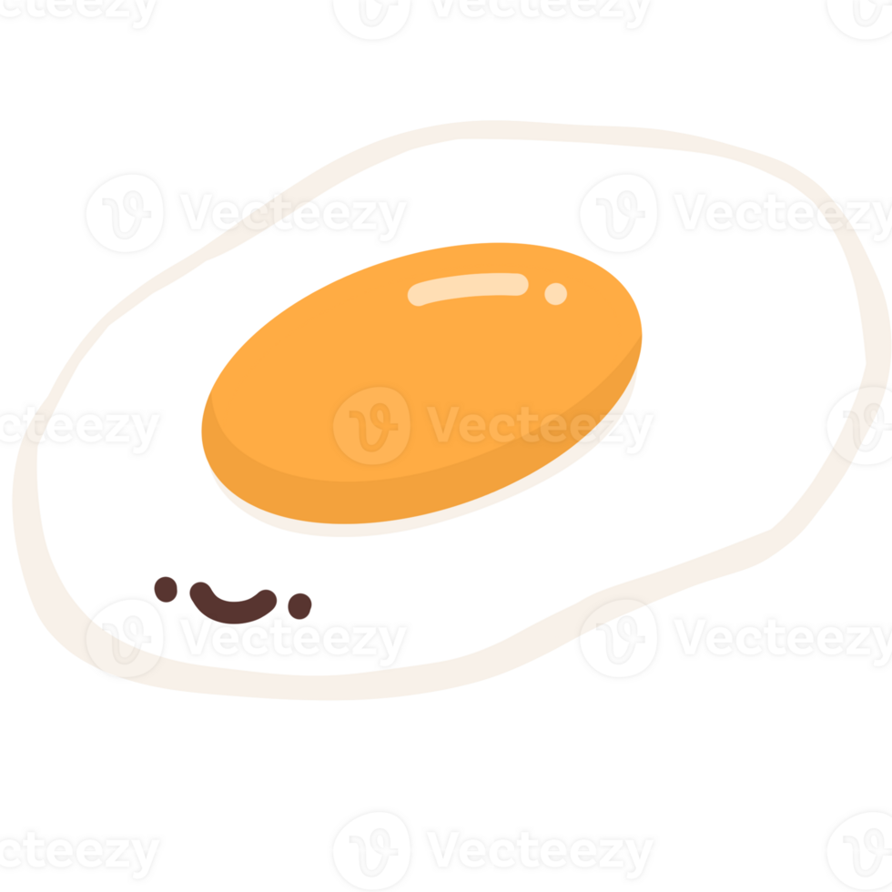 Cute cartoon character design of fried egg illustration design in flat style. png