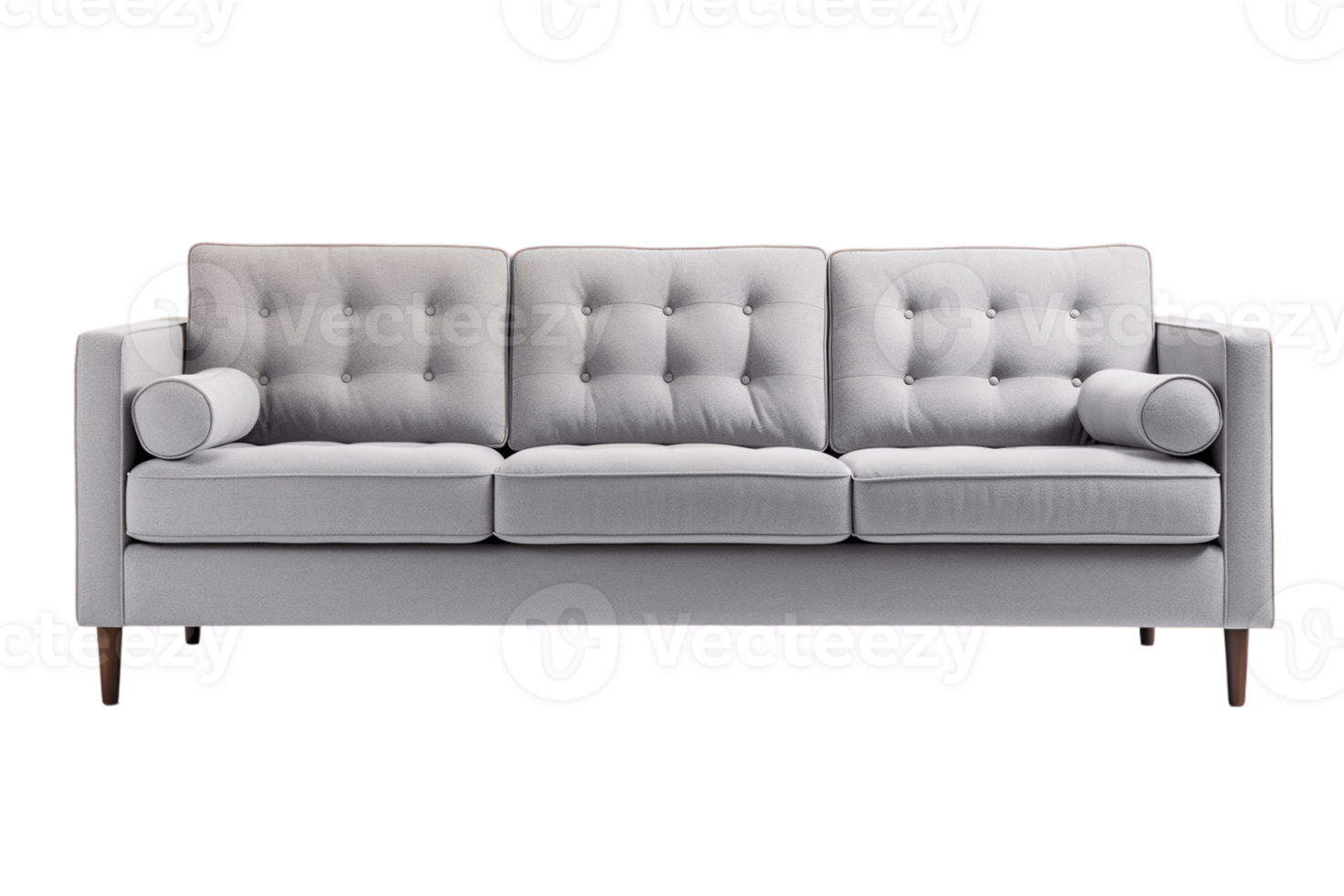 Grey two seater sofa isolated on transparent background png